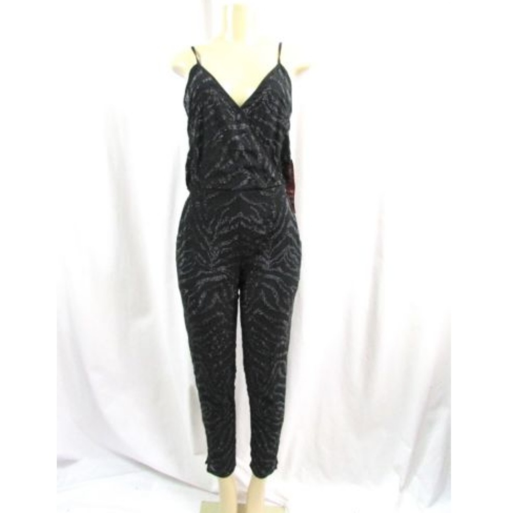 Hailey by Adrianna Papell Black Beaded Jumpsuit